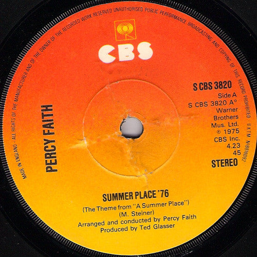 Percy Faith : Summer Place '76 (7", Single)