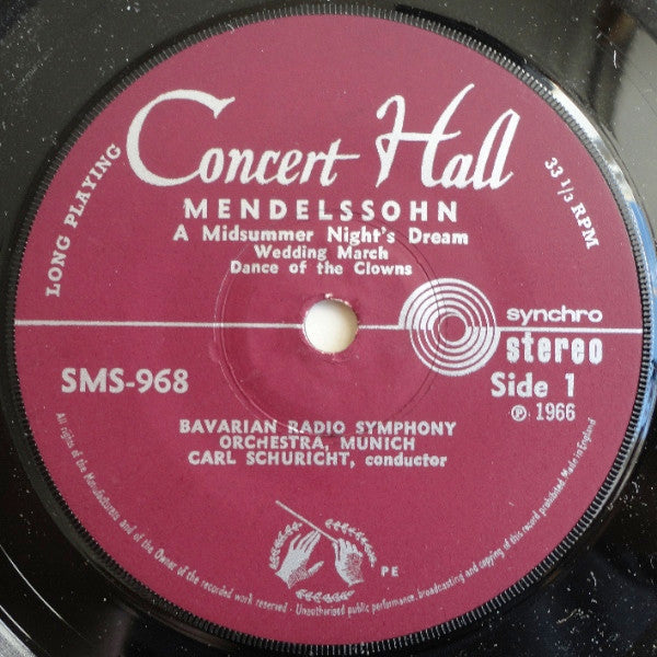 Felix Mendelssohn-Bartholdy - Symphonie-Orchester Des Bayerischen Rundfunks, Carl Schuricht : Incidental Music To - A Midsummer Night's Dream (7")