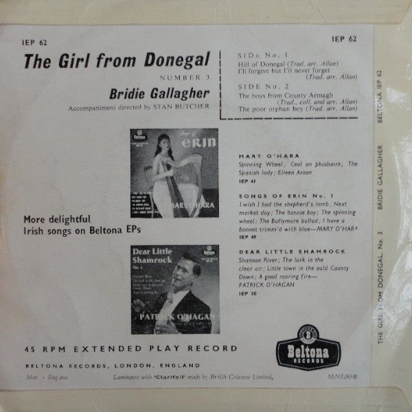Bridie Gallagher : The Girl From Donegal, No. 3 (7", EP, 4 p)