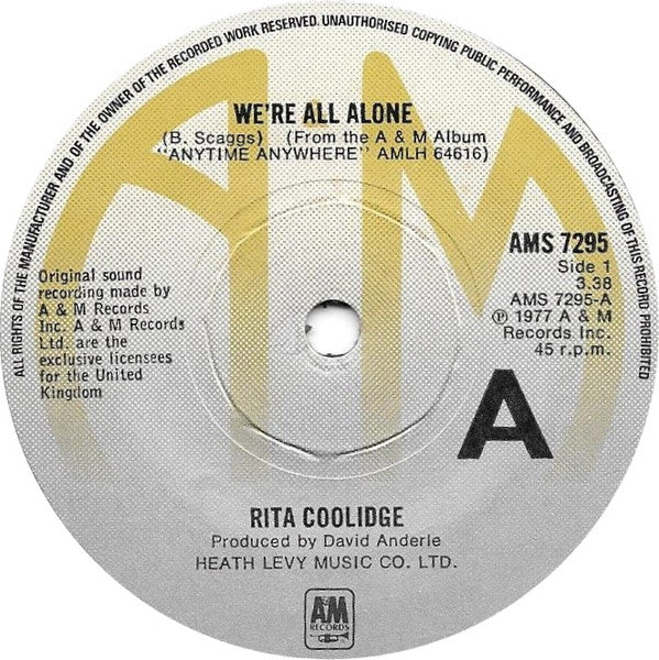 Rita Coolidge : We're All Alone (7", Single)
