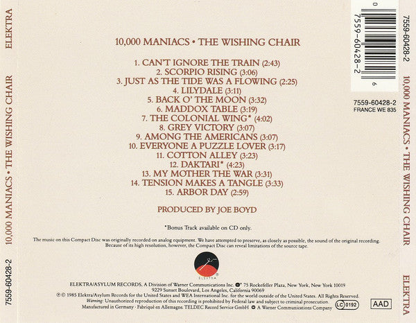 10,000 Maniacs : The Wishing Chair (CD, Album, RE)