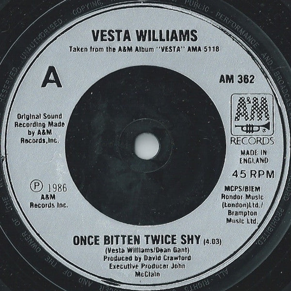 Vesta Williams : Once Bitten Twice Shy (7", Single, Sil)