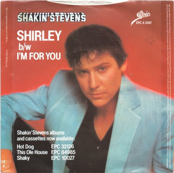 Shakin' Stevens : Shirley (7", Single, Blu)