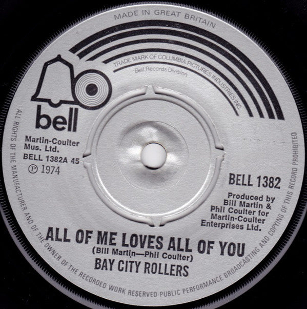 Bay City Rollers : All Of Me Loves All Of You (7", Single)