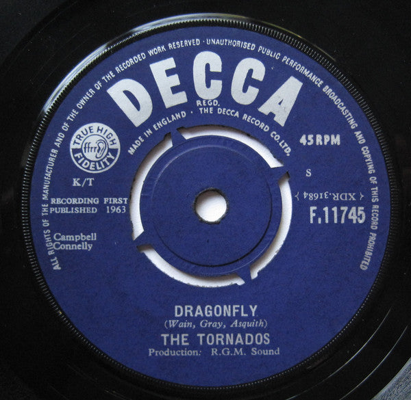 The Tornados : Dragonfly (7", Single)