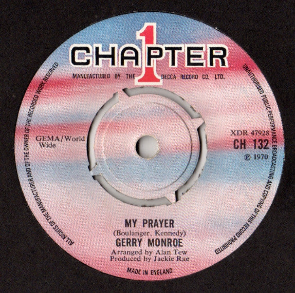 Gerry Monroe : My Prayer / I'll Be With You In Apple Blossom Time (7", Single)