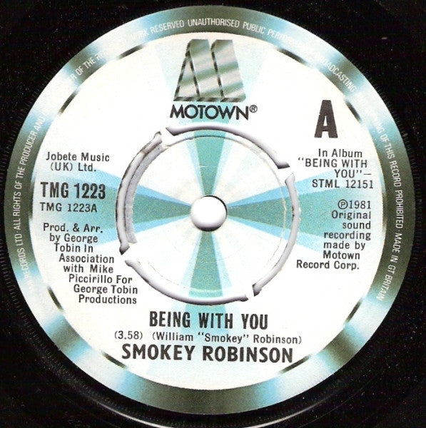 Smokey Robinson : Being With You (7", Single, Kno)
