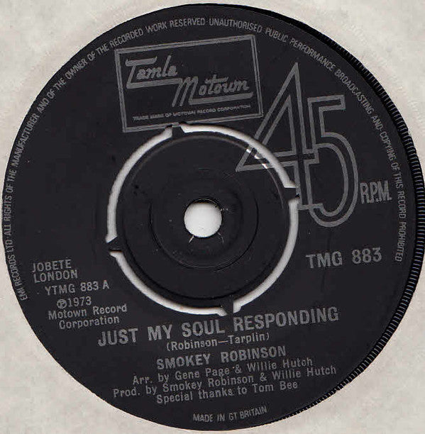 Smokey Robinson : Just My Soul Responding (7", Single)