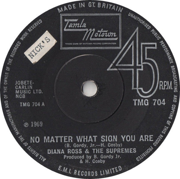 The Supremes : No Matter What Sign You Are (7", Single, Sol)