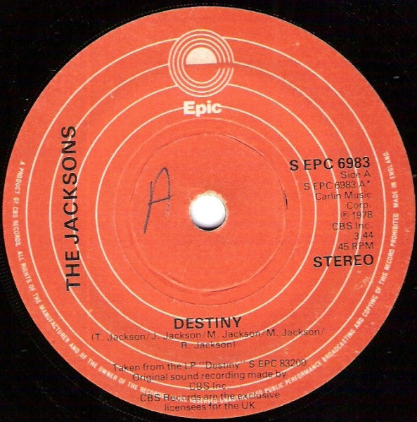 The Jacksons : Destiny (7", Single)