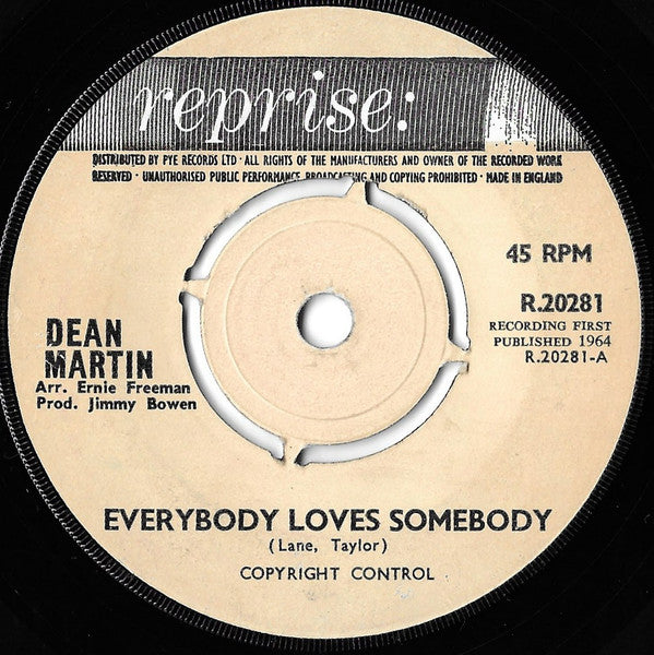 Dean Martin : Everybody Loves Somebody (7", Single)