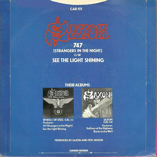 Saxon : 747 (Strangers In The Night) (7", Single, Dam)