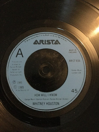 Whitney Houston : How Will I Know (7", Single, Blu)