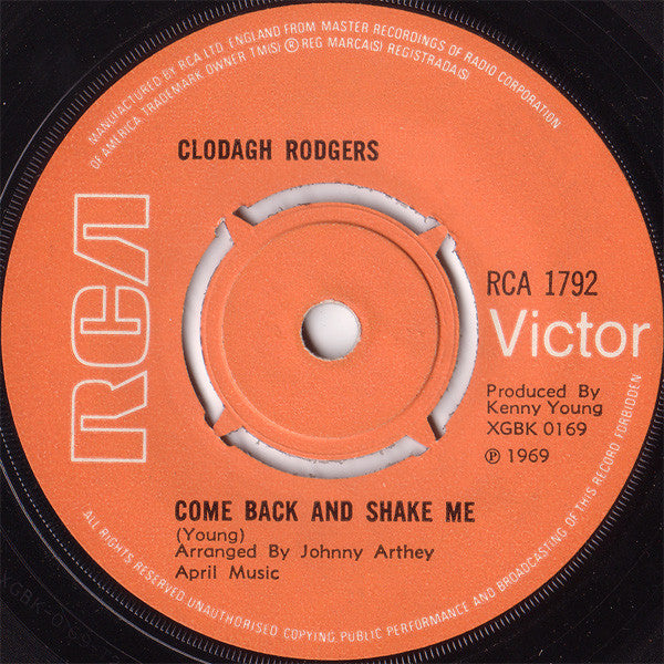 Clodagh Rodgers : Come Back And Shake Me (7", Single, 4-P)