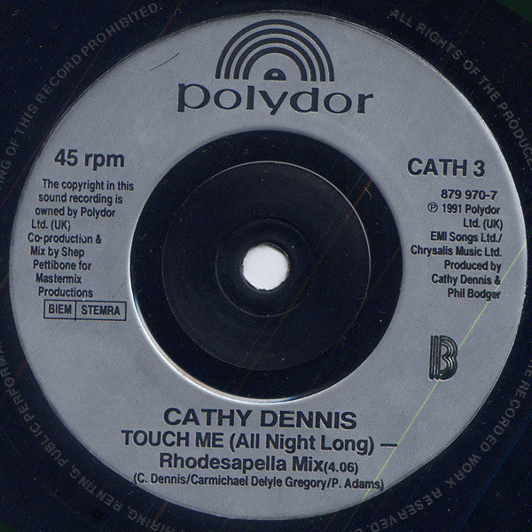 Cathy Dennis : Touch Me (All Night Long) (7", Single, Sil)