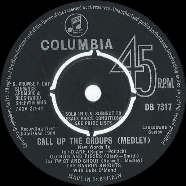 The Barron Knights With Duke D'Mond : Call Up The Groups (Medley) (7", Single)
