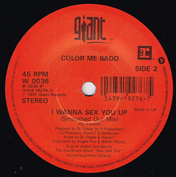Color Me Badd : I Wanna Sex You Up (7", Single)
