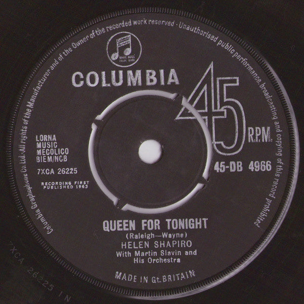 Helen Shapiro : Queen For Tonight (7", Single)