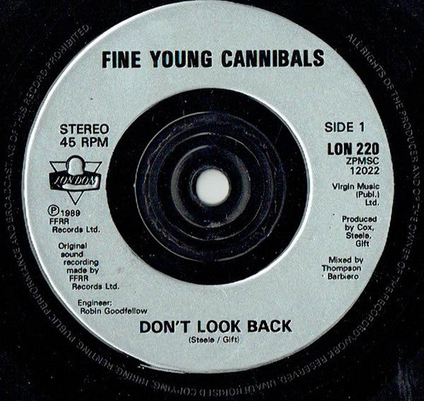 Fine Young Cannibals : Don't Look Back (7", Single, Sil)