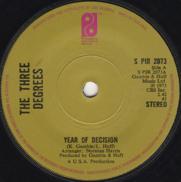 The Three Degrees : Year Of Decision (7", Single)
