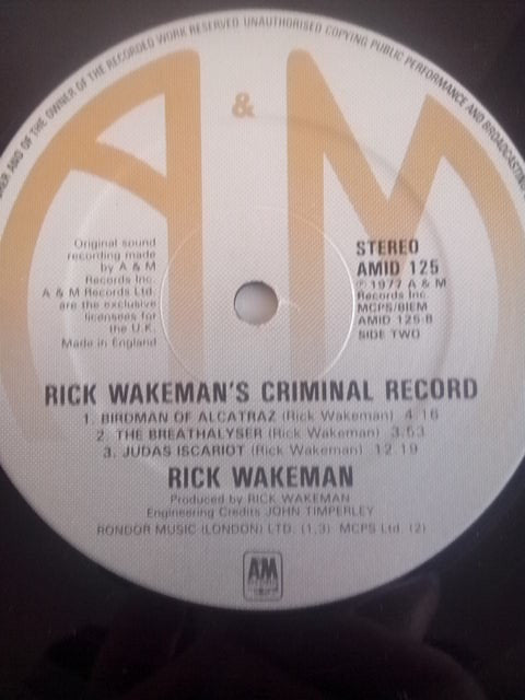 Rick Wakeman : Rick Wakeman's Criminal Record (LP, Album, RE)