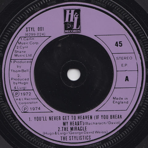 The Stylistics : You'll Never Get To Heaven (If You Break My Heart) (7", EP)