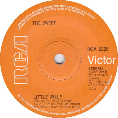 The Sweet : Little Willy (7", Single, Sol)