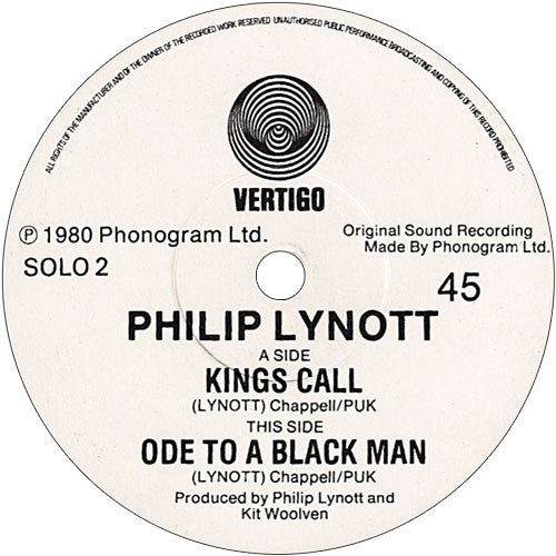Phil Lynott : King's Call (7", Single, Pap)