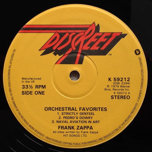 Frank Zappa : Orchestral Favorites (LP, Album)
