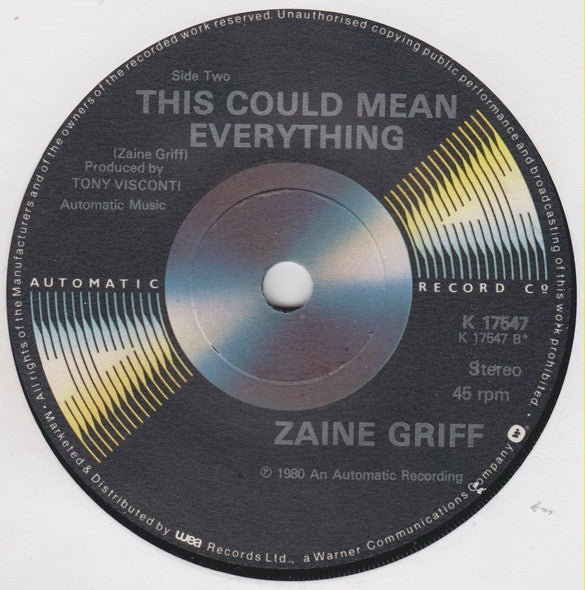 Zaine Griff : Tonight (7", Single)