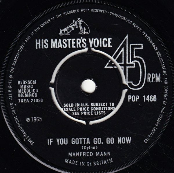 Manfred Mann : If You Gotta Go, Go Now (7", Single)