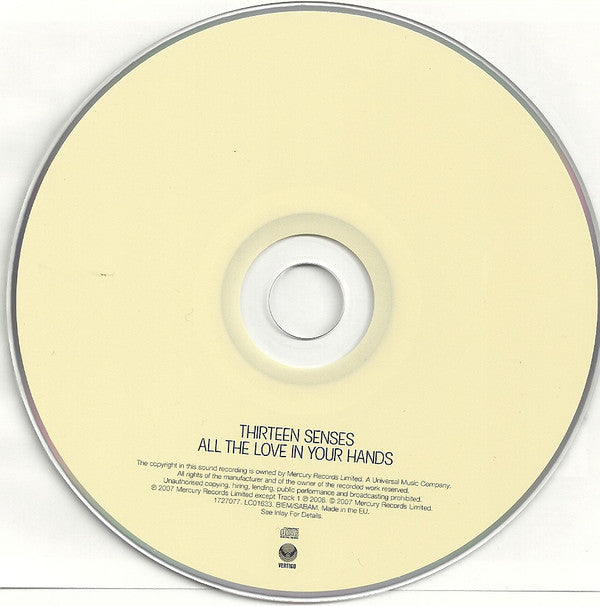 Thirteen Senses : All The Love In Your Hands (CD, Single, Promo)