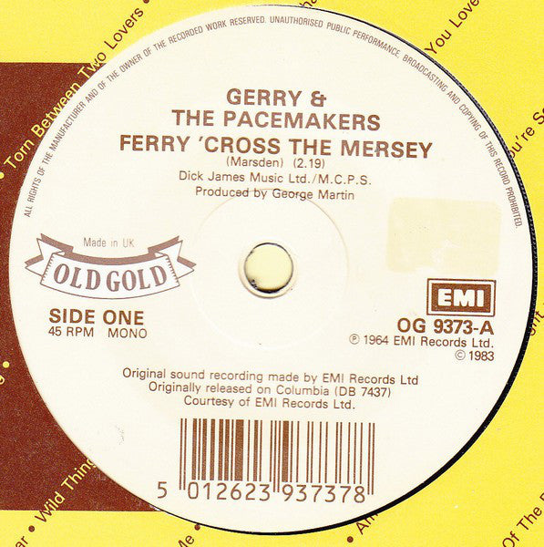 Gerry & The Pacemakers : Ferry 'Cross The Mersey / Don't Let The Sun Catch You Crying (7", Single, Mono, RE)