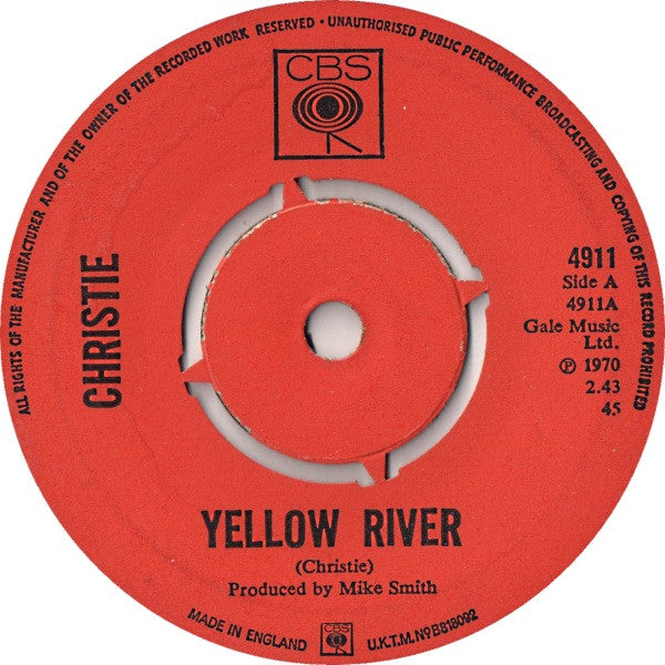 Christie : Yellow River (7", Single, Kno)