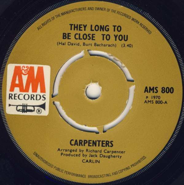 Carpenters : They Long To Be Close To You (7", Single, Kno)