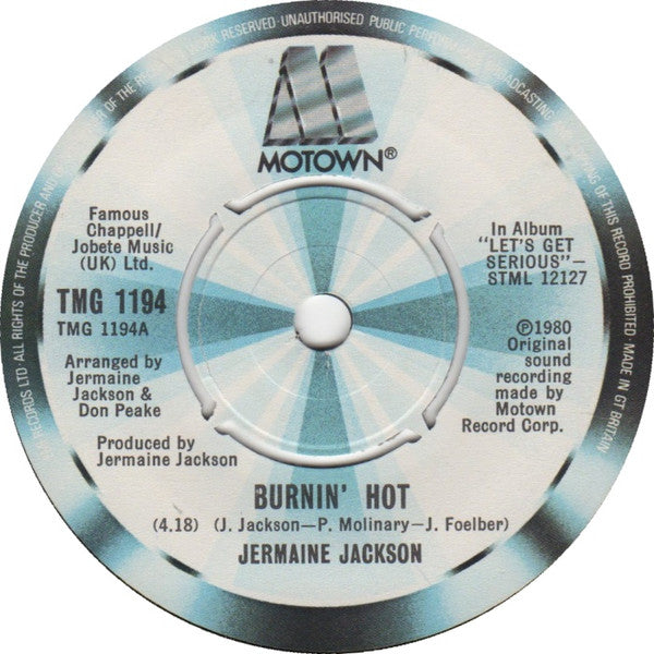 Jermaine Jackson : Burnin' Hot (7", Single)
