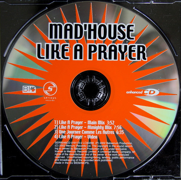 Mad'House : Like A Prayer (CD, Single, Enh)