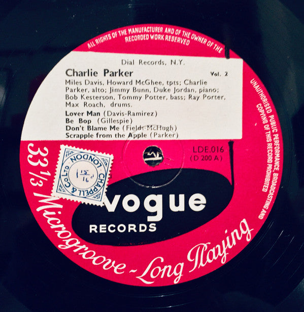 Charlie Parker : Vol. 2 (10", Comp, Mono)