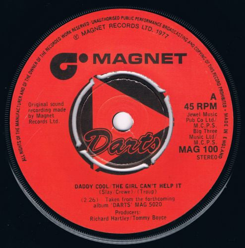 Darts : Daddy Cool / The Girl Can't Help It (7", Single)