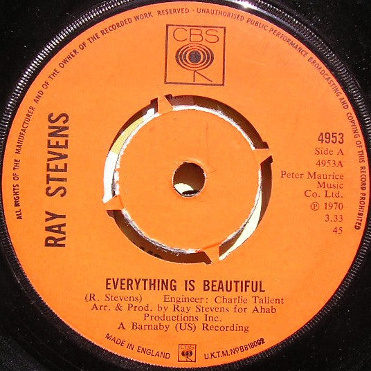 Ray Stevens : Everything Is Beautiful (7", Single)