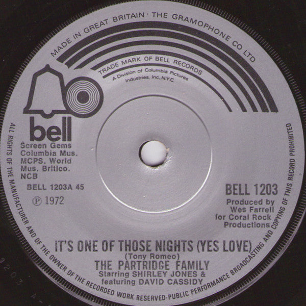 The Partridge Family : It's One Of Those Nights (Yes Love) (7")