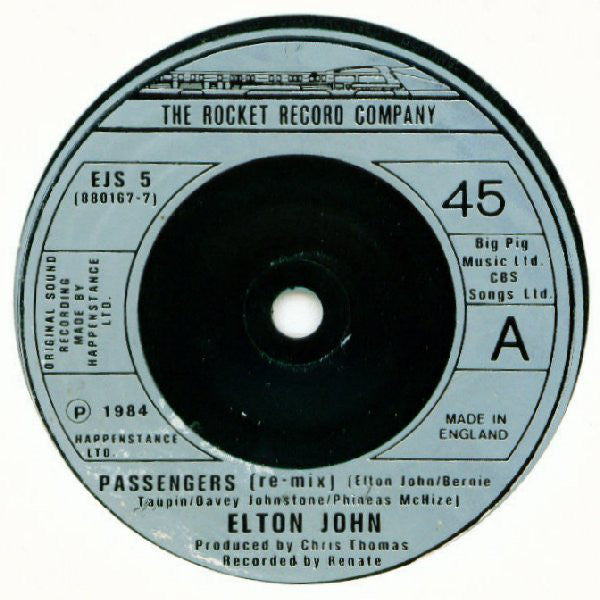 Elton John : Passengers (7", Single, Sil)