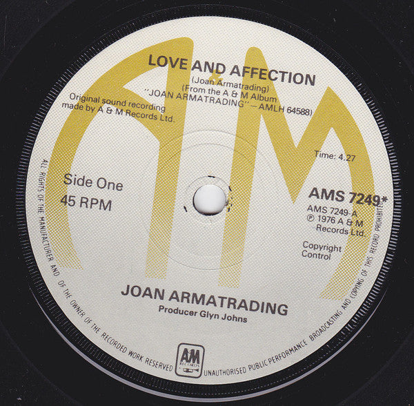 Joan Armatrading : Love And Affection (7", Single, Sol)