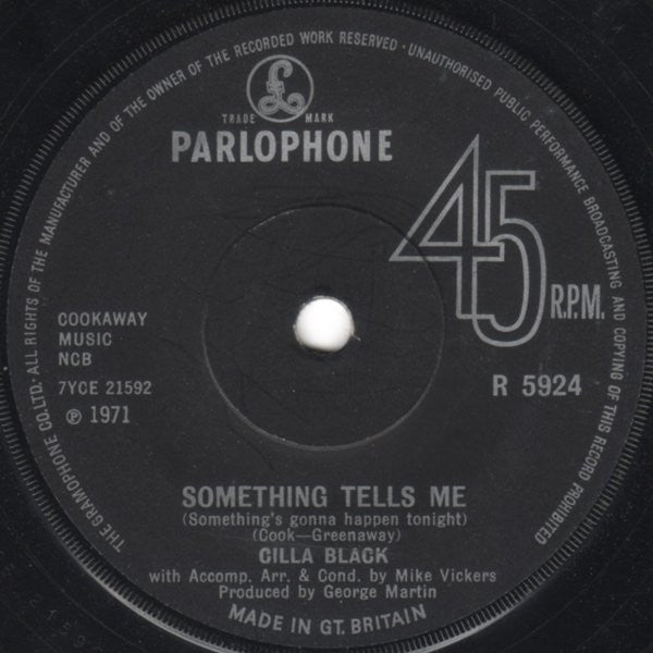 Cilla Black : Something Tells Me (Something's Gonna Happen Tonight) (7", Single)