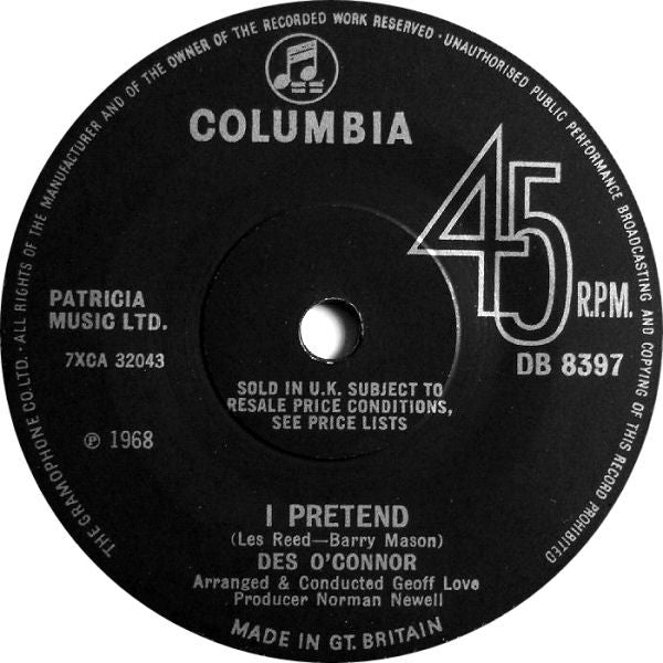 Des O'Connor : I Pretend (7", Single, Sol)