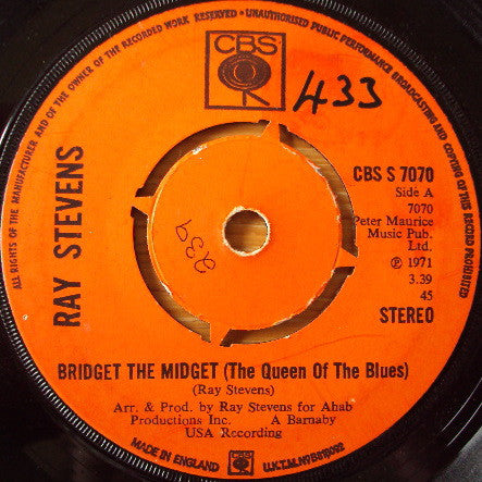 Ray Stevens : Bridget The Midget (The Queen Of The Blues) / Can We Get To That (7", Single)