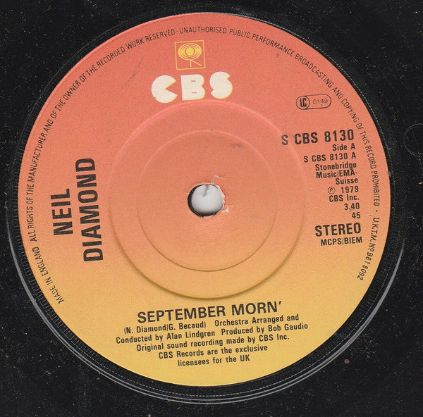 Neil Diamond : September Morn' (7")