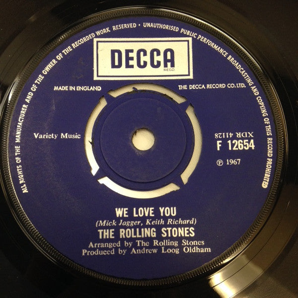The Rolling Stones : We Love You / Dandelion (7", Single)