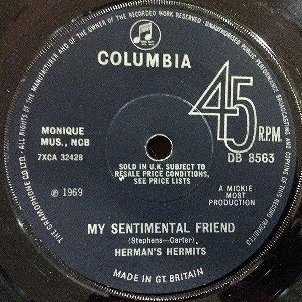 Herman's Hermits : My Sentimental Friend (7", Single)