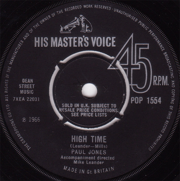 Paul Jones : High Time (7", Single)
